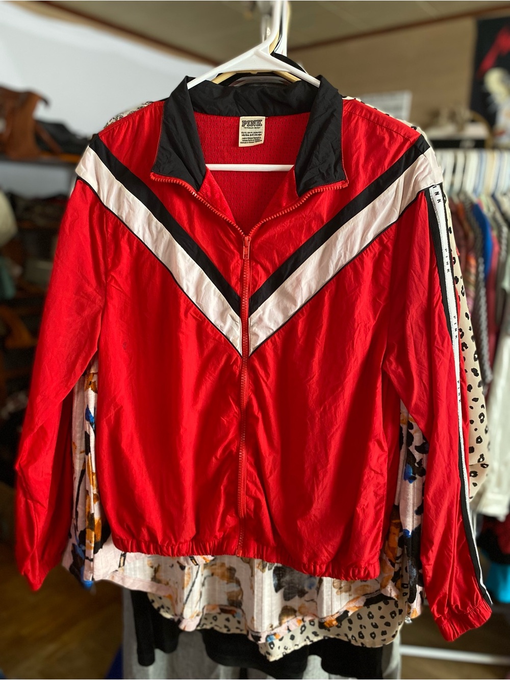 PINK Victoria's Secret Red Chevron Track Jacket